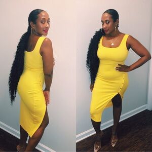 Yellow Sleeveless Midi Dress